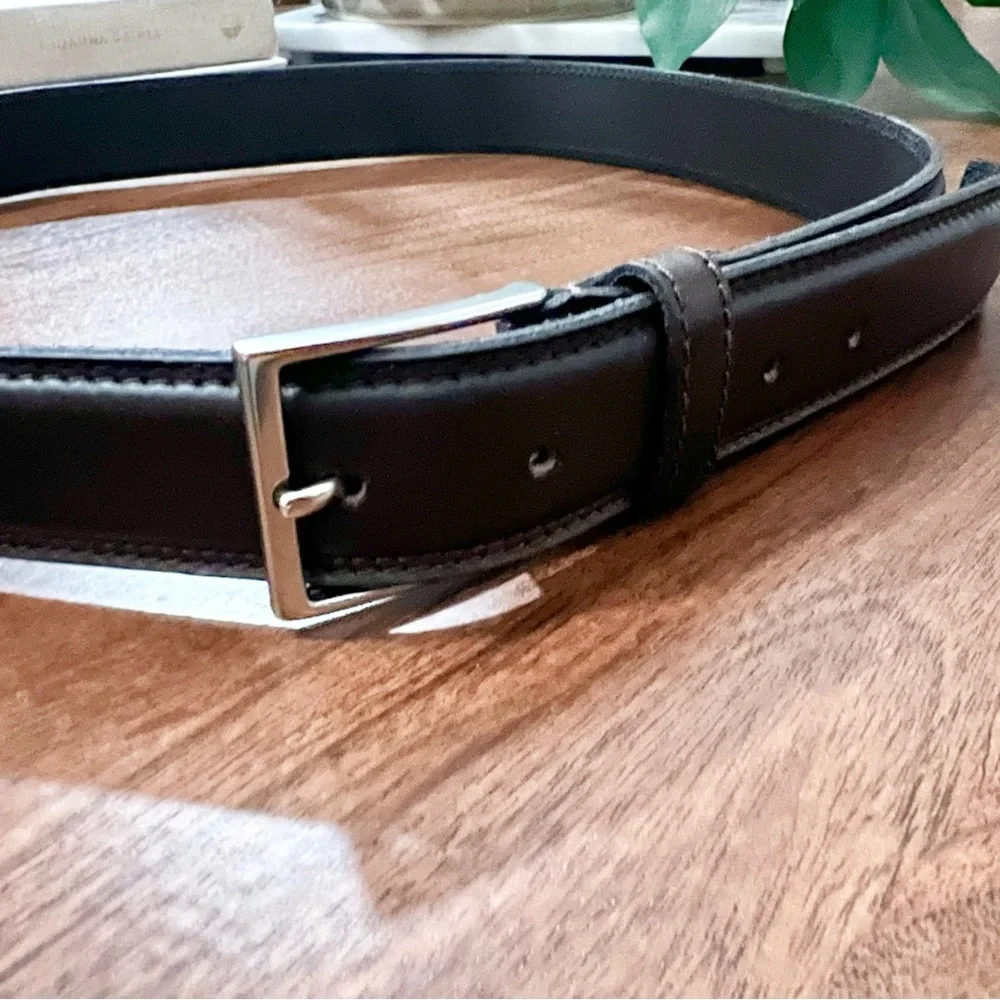 ZARA LEATHER DRESS BELT W THIN SILVER BUCKLE NWOT